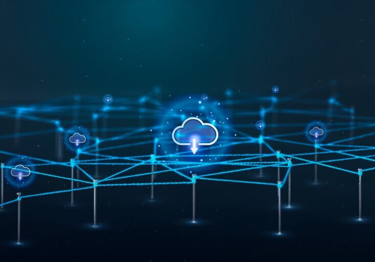 Cloud storage background, business network design